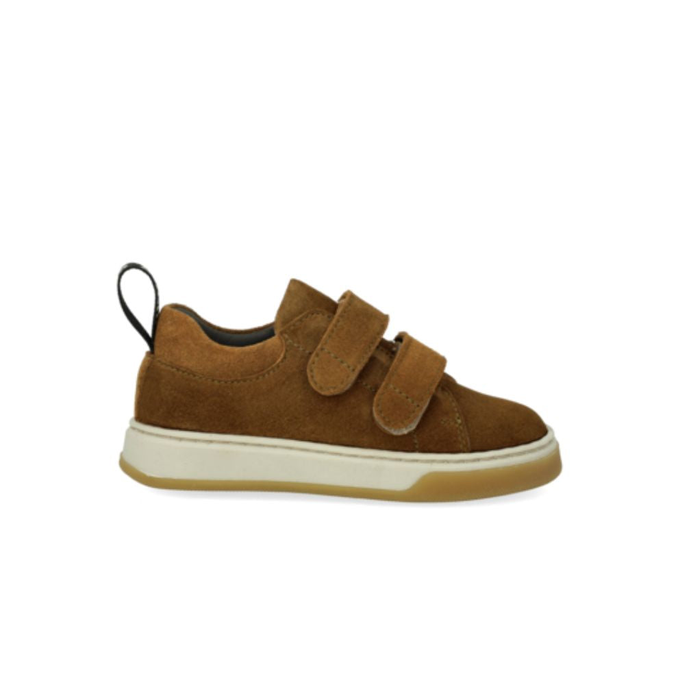 Sneakers klitteband - Suede - Mustard/bruin - Angulus zijkant