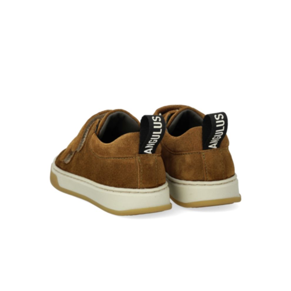 Sneakers klitteband - Suede - Mustard/bruin - Angulus achterkant