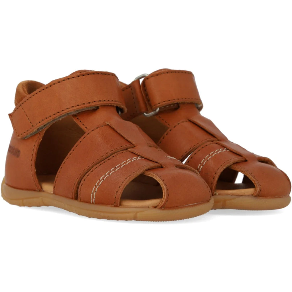 Angulus - The child's first sandal with contrast stitching - Eerste Sandaaltjes - Cognac - Chroomvrij Leer - Vooraanzicht