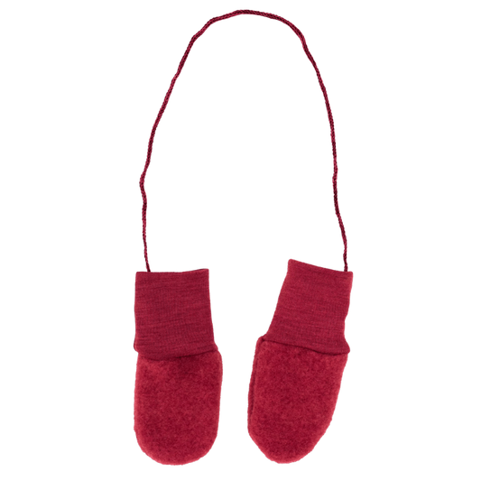 Wantjes met touw - Wol fleece - Rood/Jaspis - Engel Natur