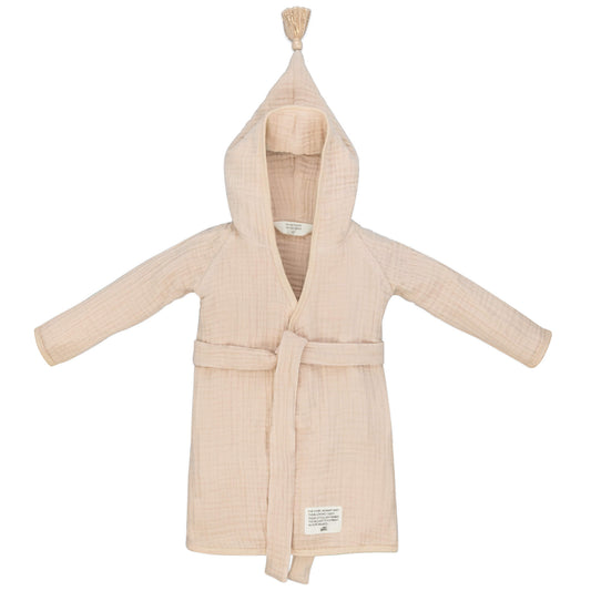 Baby Bello - Baby Badjas - Toasted Almond - 100% Biologisch mousseline katoen - voorkant