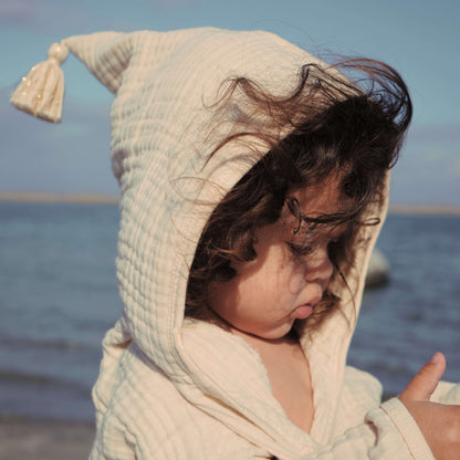 Baby Bello - Poncho - Sandshell - 100% biologisch katoen mousseline -kind 