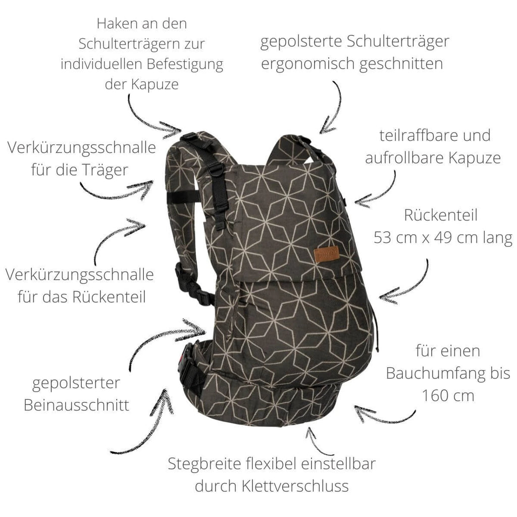Buckle Toddler Djerba – Ergonomic toddler carrier – 100% cotton – for 9–25 kg – Hoppediz