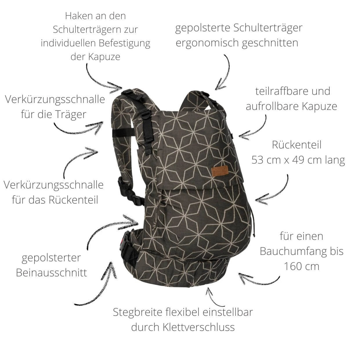 Buckle Toddler Djerba – Ergonomische peuterdraagzak – 100% katoen – voor 9–25 kg – Hoppediz