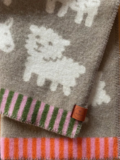 Wiegdeken Voff hondjes - Biologisch wol - Beige - 65x90 cm - Klippan