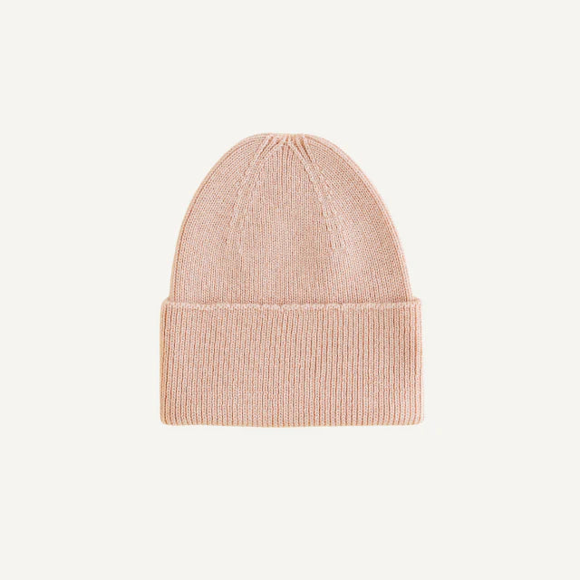 Gebreid mutsje newborn - Merino wol - Apricot - HVID voor