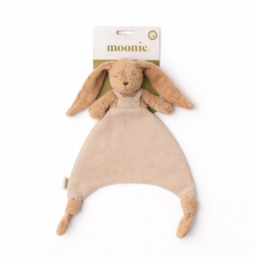 Knuffeldoekje Konijn - Biologisch katoen & Linnen - Doudou Bunny - GOTS - Moonie - verpakking