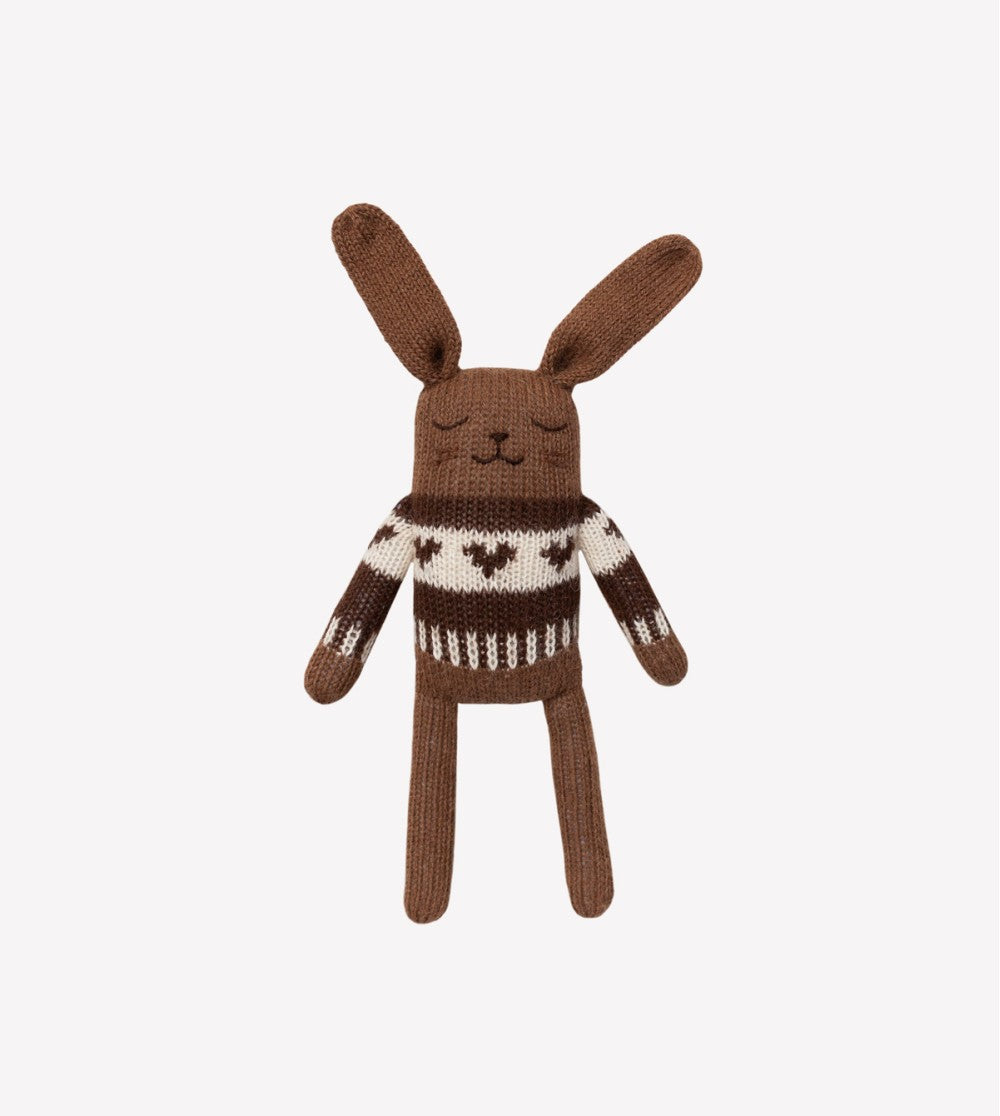 Gebreide konijnenknuffel Felix Jacquard Sweater – 100% baby alpaca – Main Sauvage
