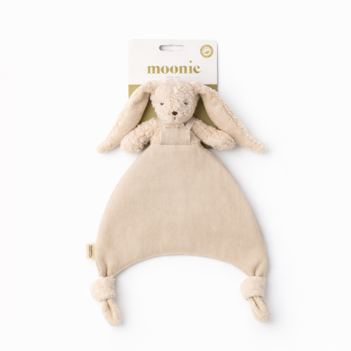Knuffeldoekje Konijn - Biologisch katoen & Linnen - Doudou Bunny - GOTS - Moonie - verpakking