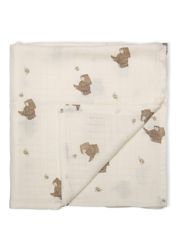 Hydrophilic Swaddle - Organic Cotton - 120 x 120 cm - Bees and Bears - That's Mine