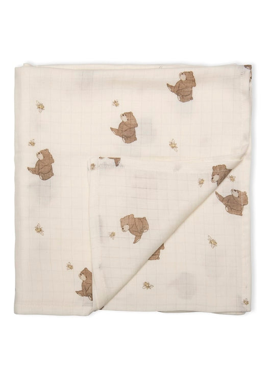 Hydrofiele swaddle - Biologisch katoen - 120 x 120 cm - Bees and Bears - That's mine