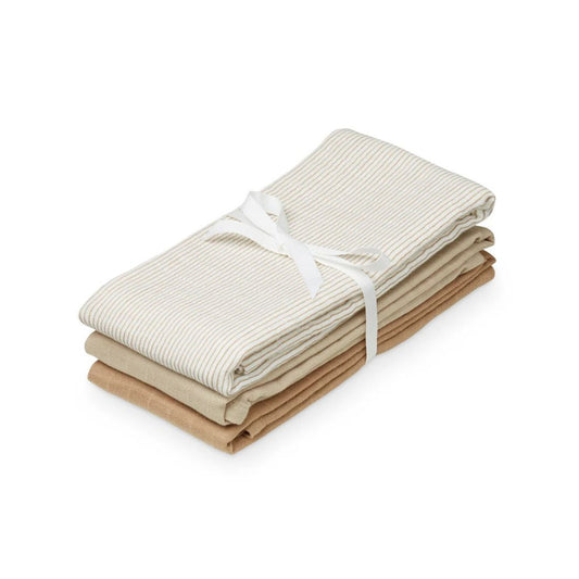 CamCam Copenhagen - Muslin Cloth (3-pack) - Classic Camel Stripe - Hydrofiele doeken - GOTS