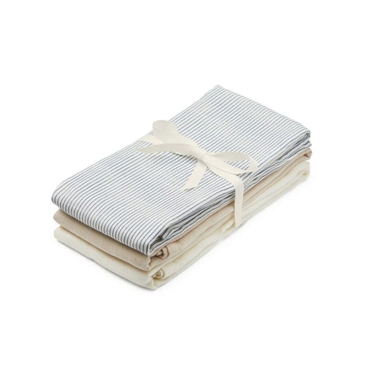 CamCam Copenhagen - Muslin Cloth (3-pack) - Classic Blue Stripe - Hydrofiele doeken - GOTS