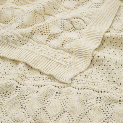 CamCam Copenhagen - Pointelle Baby Knit Throw - GOTS - Off White - Dekentje - close up