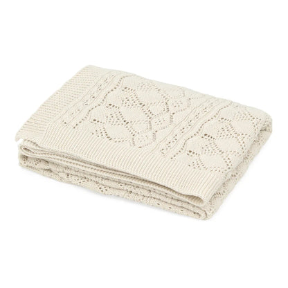 CamCam Copenhagen - Pointelle Baby Knit Throw - GOTS - Off White - Dekentje - gevouwen