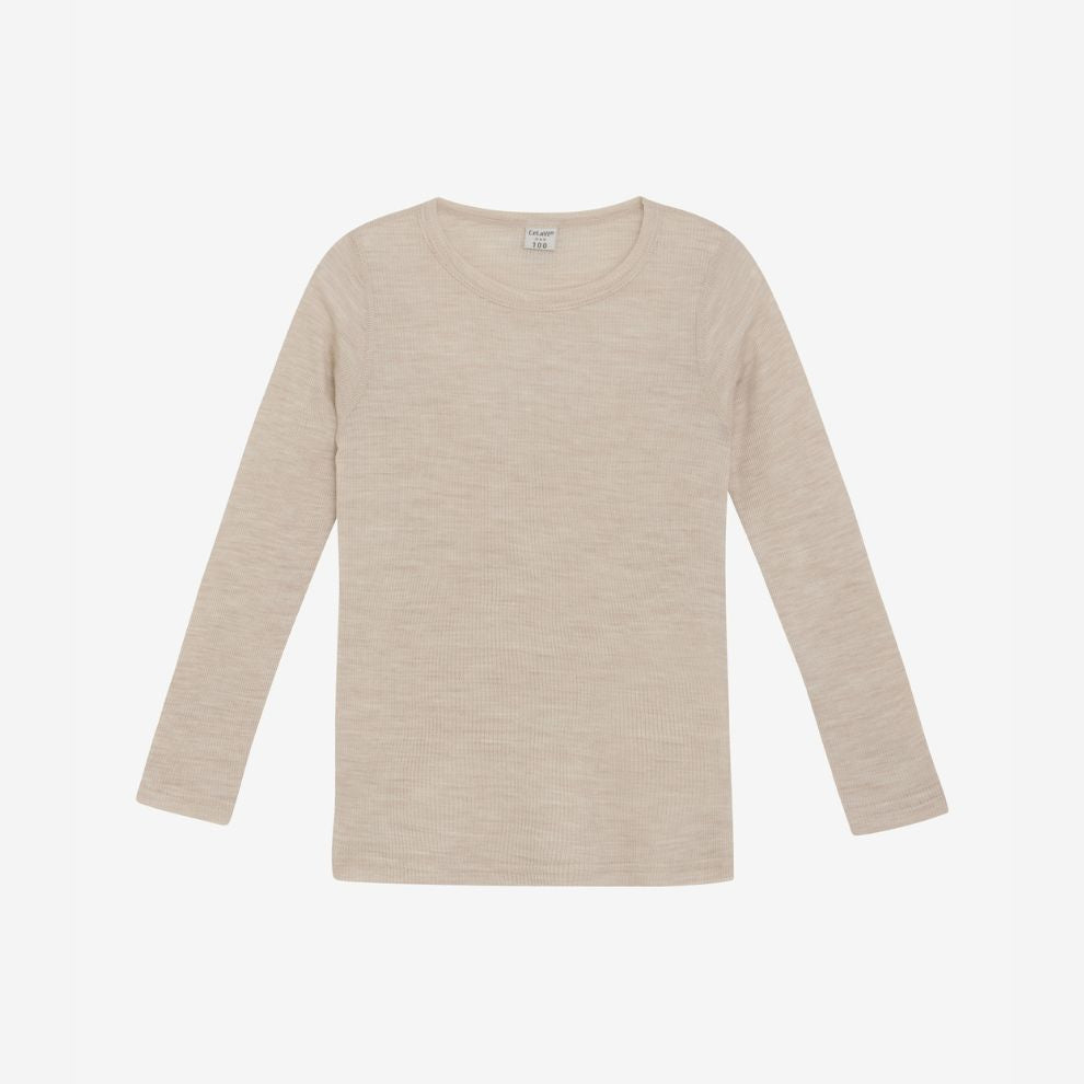 Top lange mouw - Merino wol - Rose Dust/lichtroze - CeLaVi voor