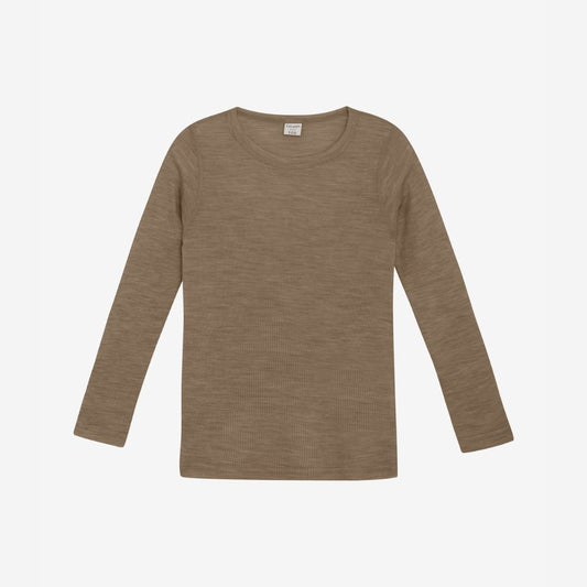 Top lange mouw - Merino wol - Cocoa Creme-bruin - CeLaVi voor