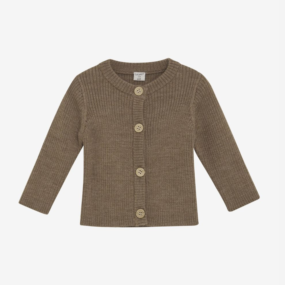 Gebreid vestje - Merino wol - Cocoa Creme/bruin - CeLaVi voor