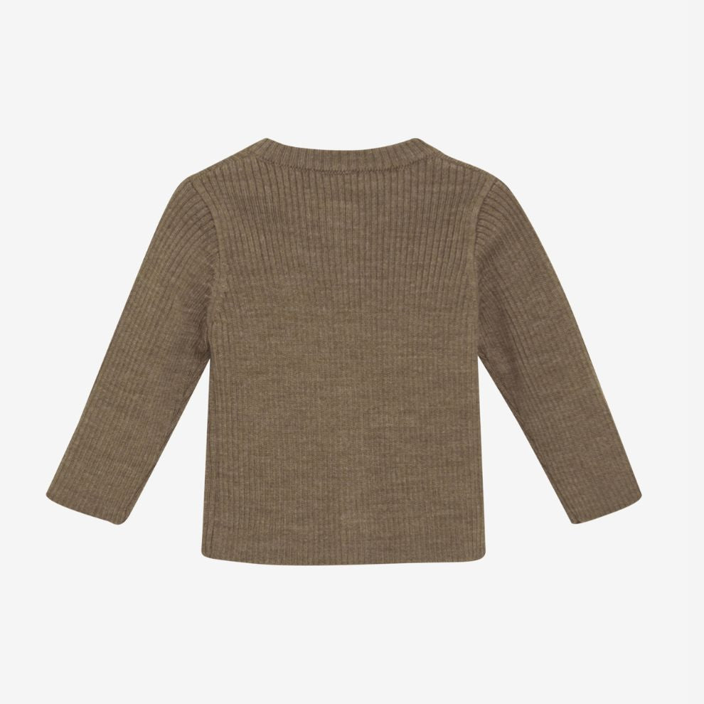 Gebreid vestje - Merino wol - Cocoa Creme/bruin - CeLaVi achter