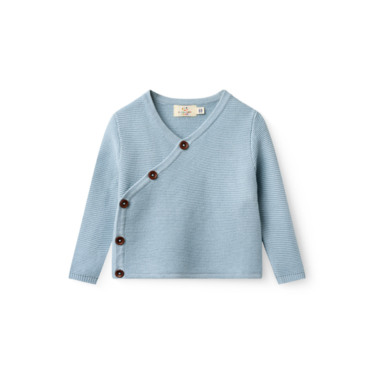 Gebreid baby vestje - Biologisch katoen - Blauw/Soft Blue - Copenhagen Colors - voor