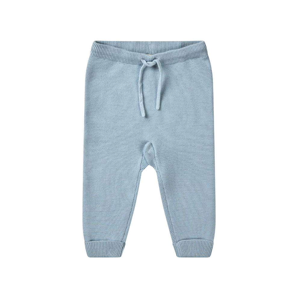 Gebreid broekje - Cotton Baby Leggings -  Biologisch katoen - Blauw/Dusty Blue - Copenhagen Colors  - voorkant