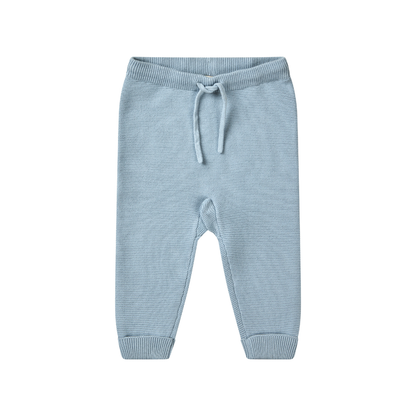 Gebreid broekje - Cotton Baby Leggings -  Biologisch katoen - Blauw/Dusty Blue - Copenhagen Colors  - voorkant
