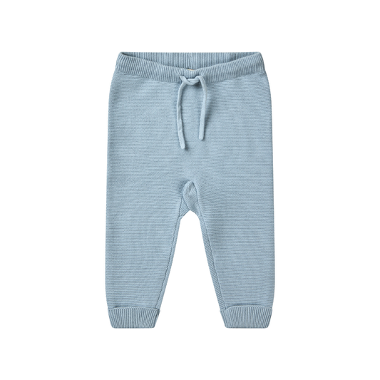 Gebreid broekje - Cotton Baby Leggings -  Biologisch katoen - Blauw/Dusty Blue - Copenhagen Colors  - voorkant