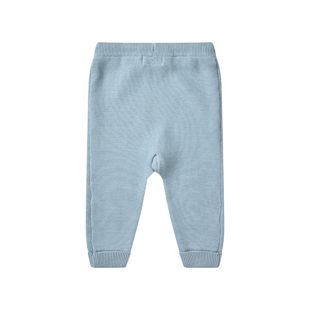 Gebreid broekje - Cotton Baby Leggings -  Biologisch katoen - Blauw/Dusty Blue - Copenhagen Colors - achterkant