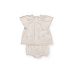 Seersucker Baby-Set met Borduursel - Biologisch katoen - Dusty Rose/Cream Stripe - Copenhagen Colors voor