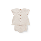 Seersucker Baby-Set met Borduursel - Biologisch katoen - Dusty Rose/Cream Stripe - Copenhagen Colors achterkant