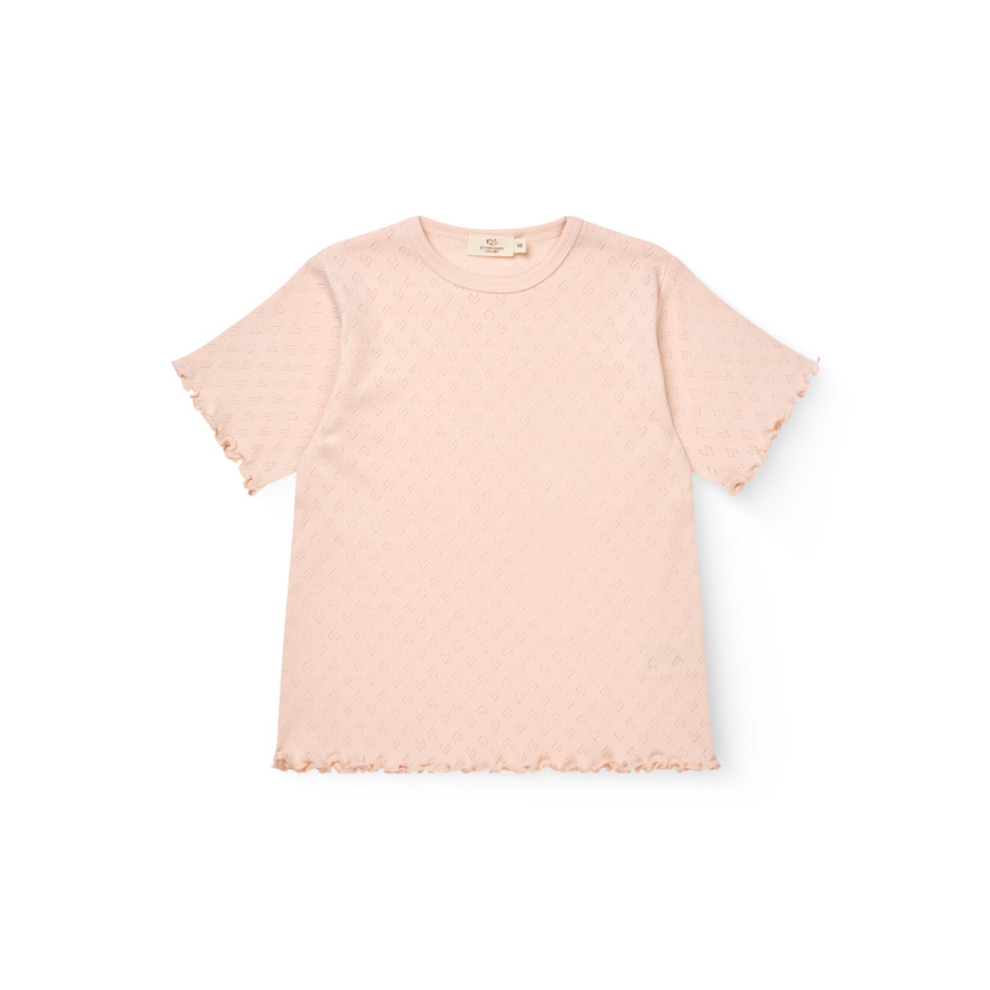 T-shirt pointelle - Hartjes - Biologisch katoen - Copenhagen Colors roze voor