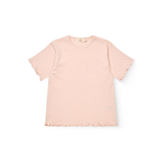 T-shirt pointelle - Hartjes - Biologisch katoen - Copenhagen Colors roze voor