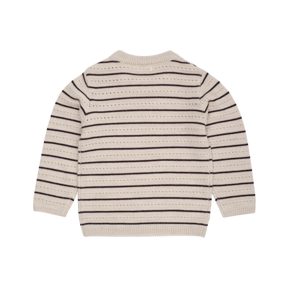 Gebreide trui - Merino wol - Beige gestreept - Copenhagen Colors achter