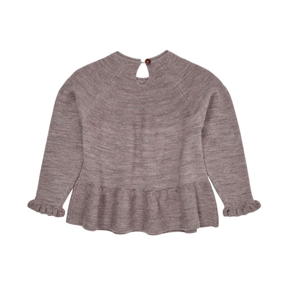 Gebreide trui ruffels - Merino wol - Bruin - Copenhagen Colors achter
