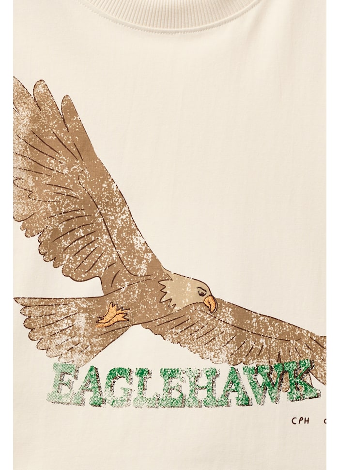 T-shirt Eaglehawk - Biologisch katoen - Cream/wit - Copenhagen Colors close up