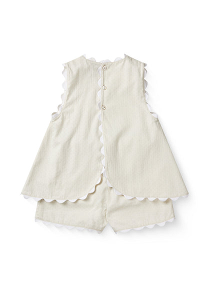 Top & broekje set - Deco top & shorts set - Biologisch katoen - Copenhagen Colors achter cream