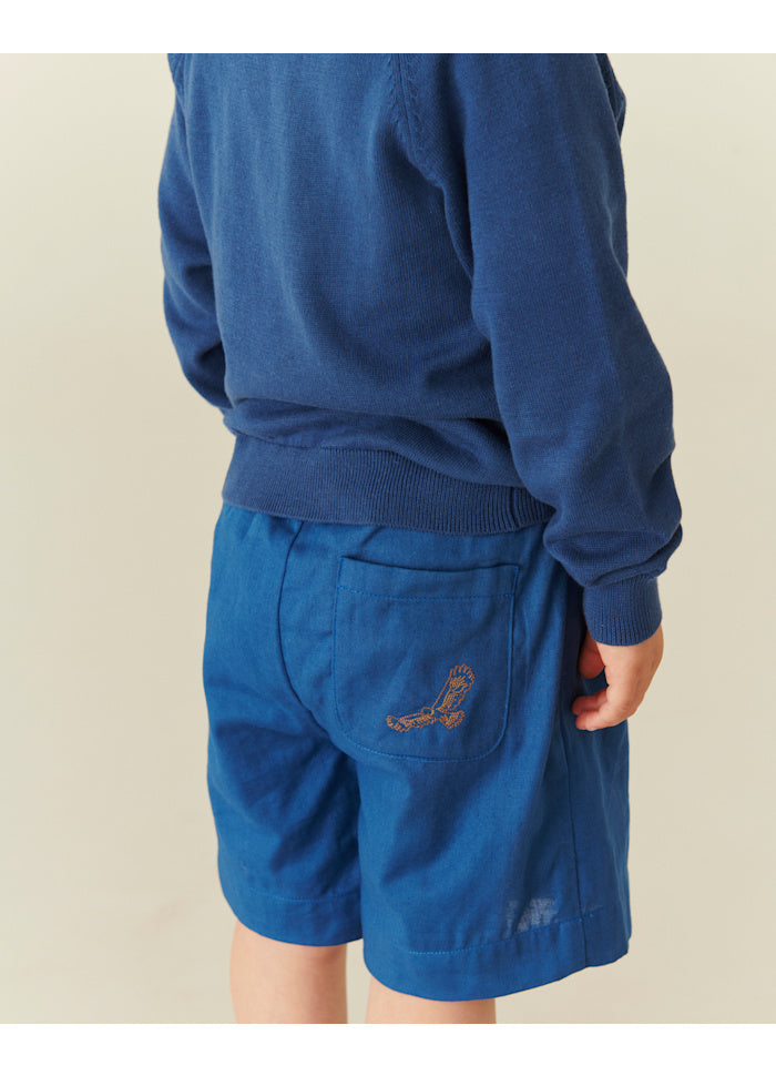 Kort broekje - Biologisch katoen - Kobalt blauw - Copenhagen Colors achterkant model