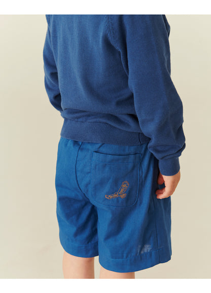 Kort broekje - Biologisch katoen - Kobalt blauw - Copenhagen Colors achterkant model