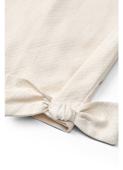 Broek met strik - Biologisch katoen - Cream/wit - Copenhagen Colors close up