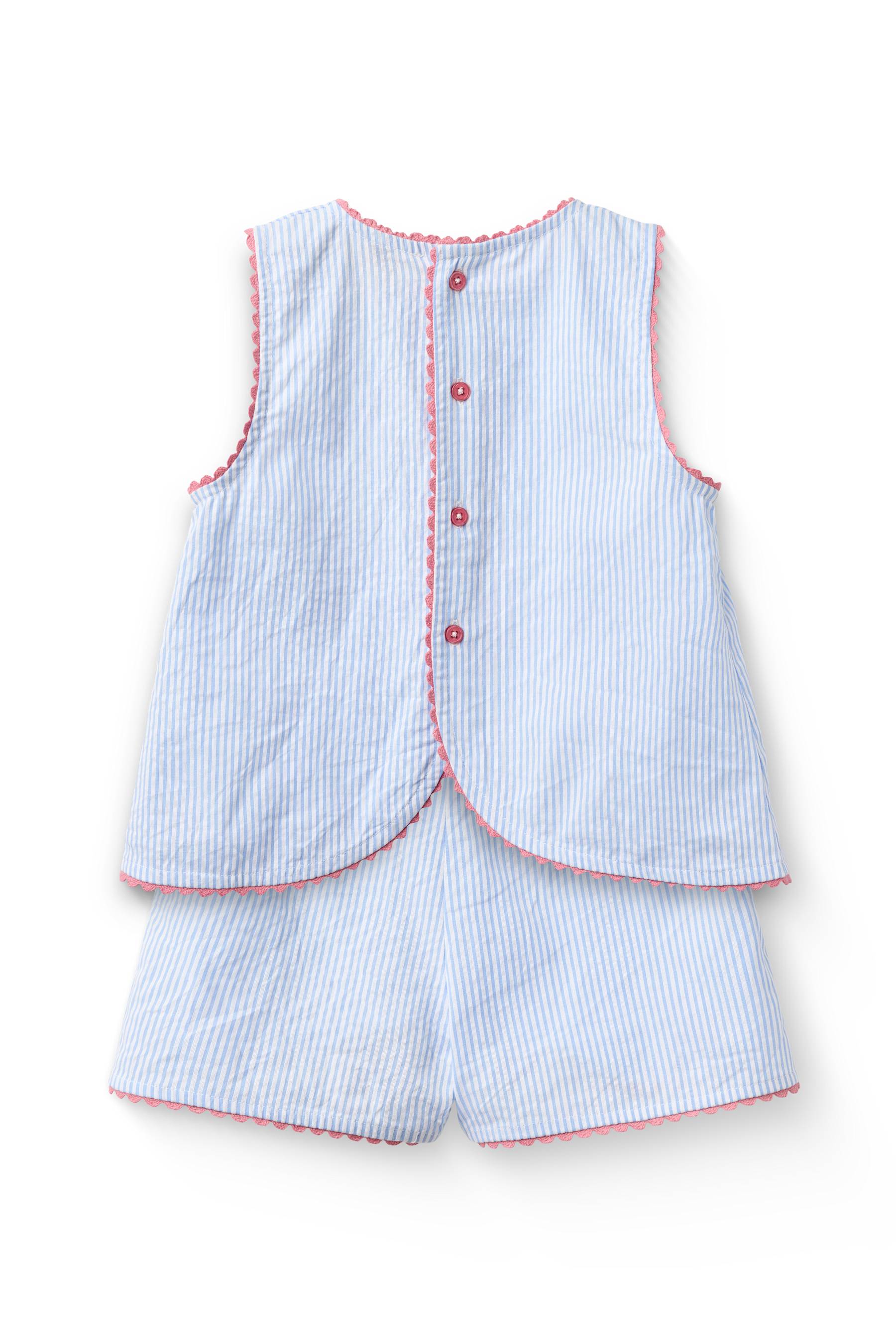 Top met broekje set - Biologisch katoen - Sky blue/gestreept - Copenhagen Colors achter