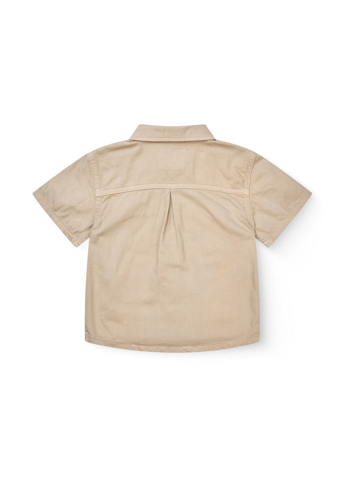 Twill Safari Shirt - Korte mouw - Biologisch katoen - Beige - Copenhagen Colors achterkant