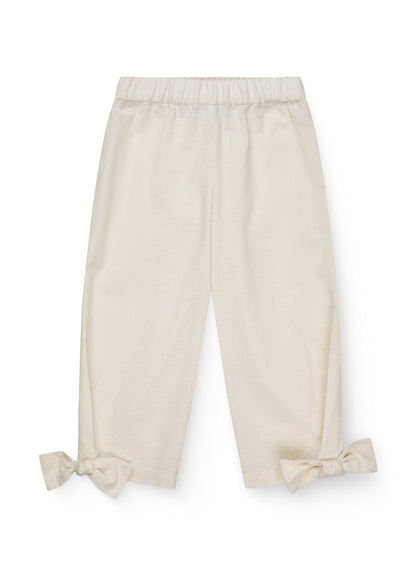 Broek met strik - Biologisch katoen - Cream/wit - Copenhagen Colors voor