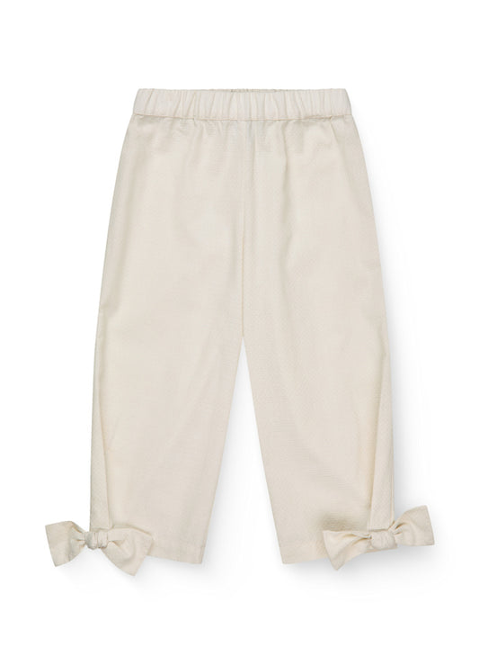 Broek met strik - Biologisch katoen - Cream/wit - Copenhagen Colors voor