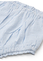 Top en broekje set - Seersucker Baby Set - Biologisch katoen - Blauw/wit gestreept - Copenhagen Colors broekje close up