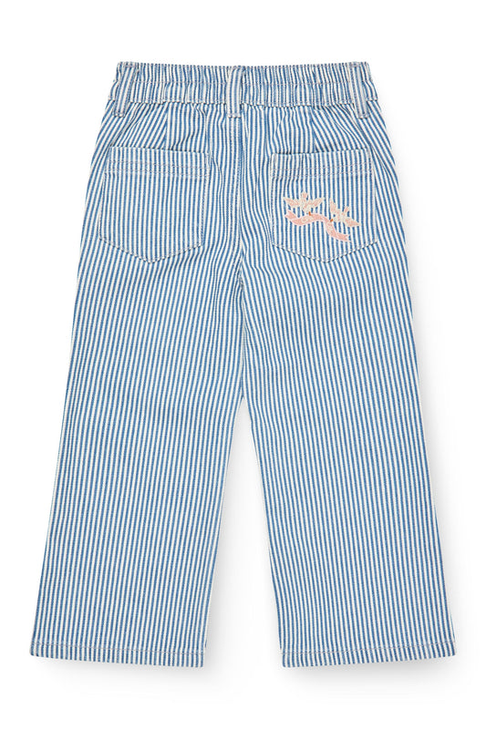 Gestreepte twill broek - Wide leg & geborduurd detail - Spijkerbrok - Copenhagen Colors achter