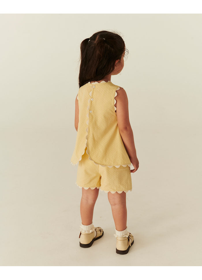 Top & broekje set - Deco top & shorts set - Biologisch katoen - Copenhagen Colors yellow achter