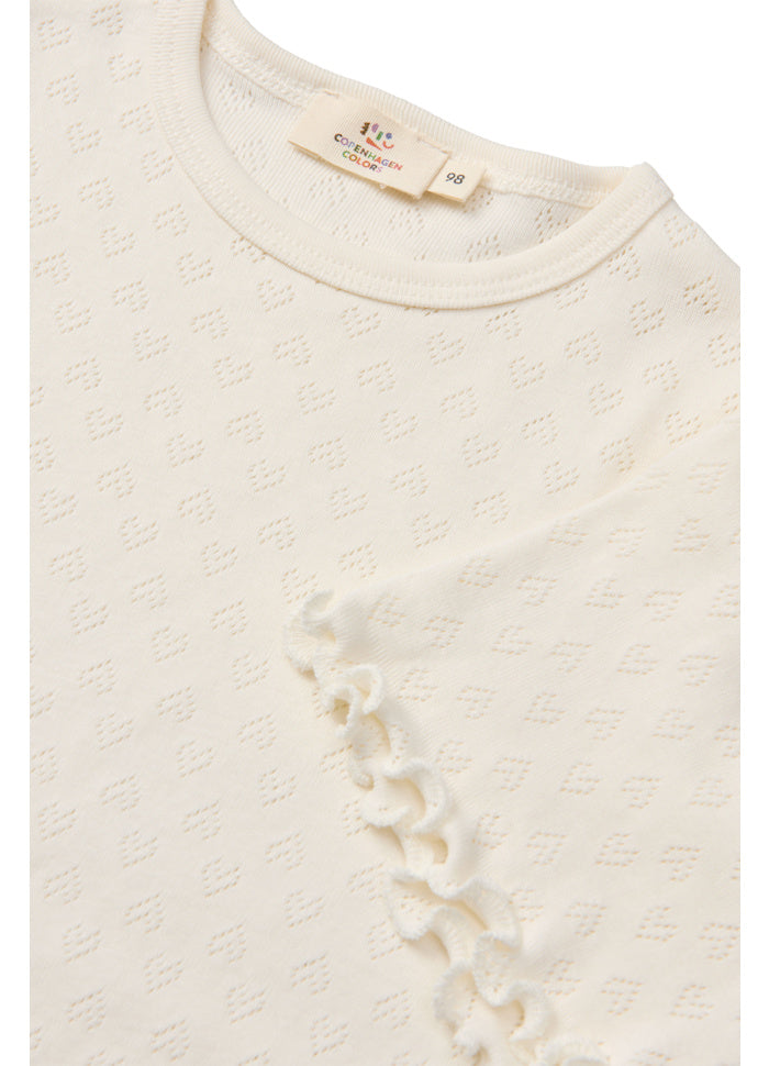 T-shirt pointelle - Hartjes - Biologisch katoen - Copenhagen Colors wit close up