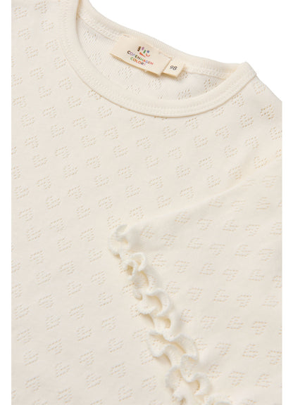 T-shirt pointelle - Hartjes - Biologisch katoen - Copenhagen Colors wit close up