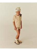 Gebreid vestje korte mouw - Check Beige Jacquard - Copenhagen Colors kind