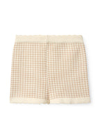 Kort gebreid broekje - Jacquard Beige Check - Katoen - Copenhagen Colors achter
